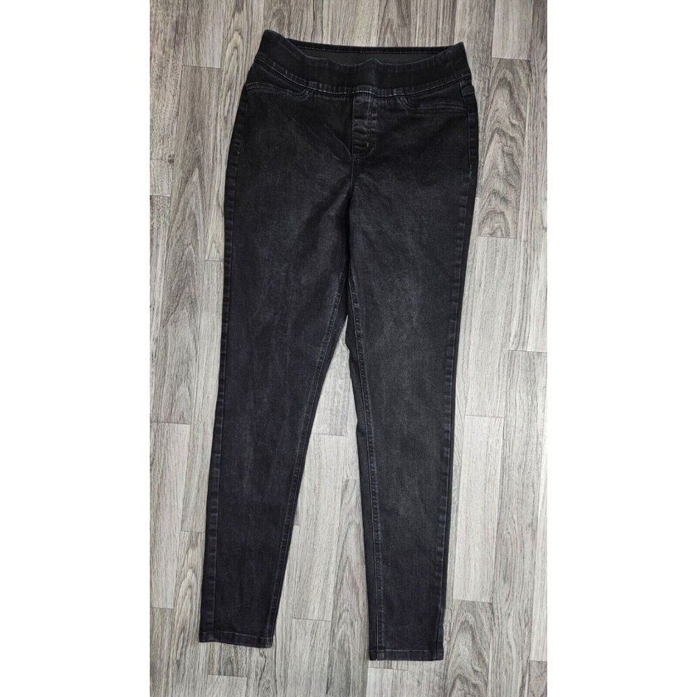 D&Co Denim + Company Womens Size 4 Tall Pull On Skinny Black Grey Denim Jeans